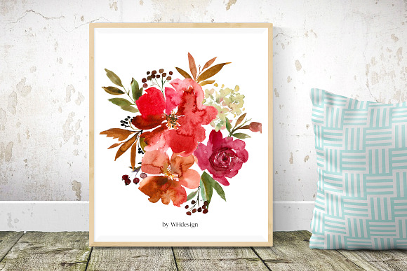 Rose and Berry Watercolor Florals in Illustrations - product preview 6