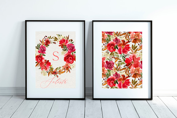Rose and Berry Watercolor Florals in Illustrations - product preview 8