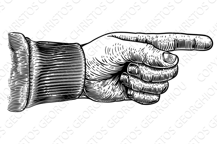 Hand Pointing Direction Finger in Illustrations - product preview 8