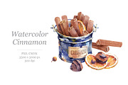 Watercolour Cinnamon in a bucket