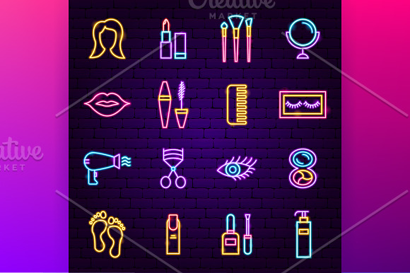 Beauty Cosmetics Neon in Neon Icons - product preview 1