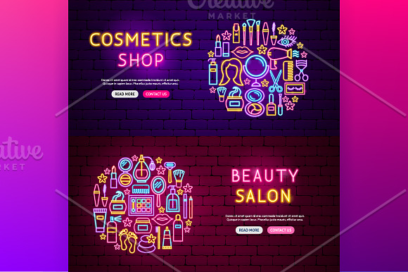 Beauty Cosmetics Neon in Neon Icons - product preview 5