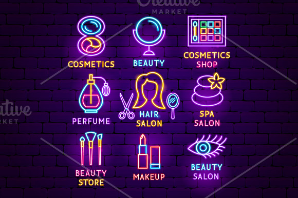 Beauty Cosmetics Neon in Neon Icons - product preview 6