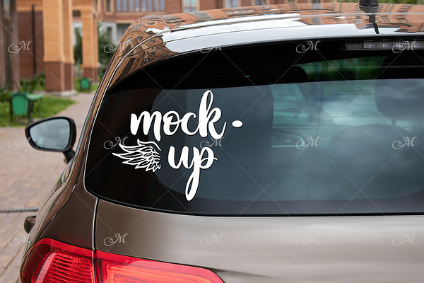 Download Rear Window Car Mock-up #2. PSD+JPG | Creative Product Mockups ~ Creative Market