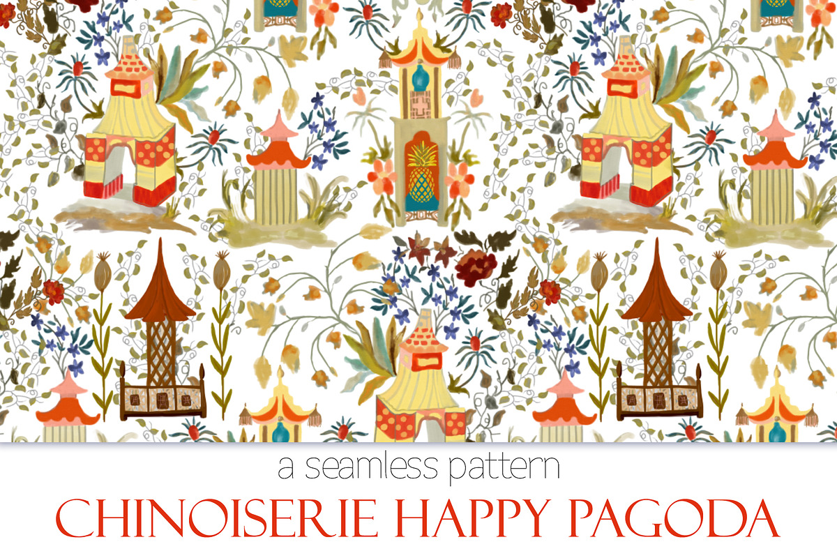 Chinoiserie Happy Pagoda - Pattern in Patterns - product preview 8