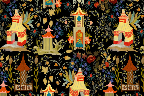 Chinoiserie Happy Pagoda - Pattern in Patterns - product preview 2