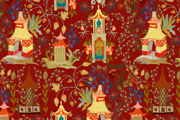 Chinoiserie Happy Pagoda - Pattern in Patterns - product preview 3