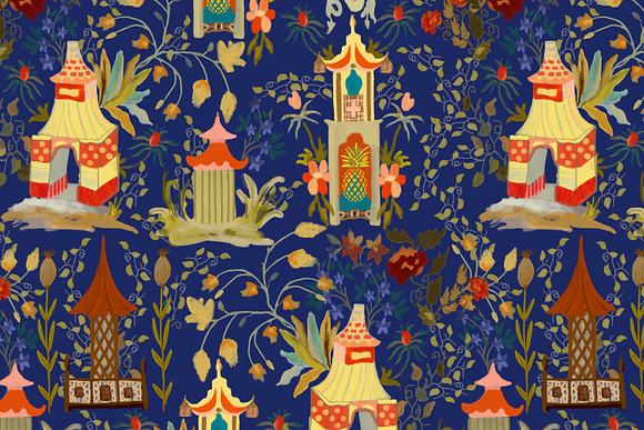 Chinoiserie Happy Pagoda - Pattern in Patterns - product preview 4