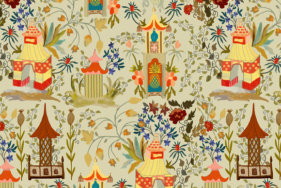 Chinoiserie Happy Pagoda - Pattern in Patterns - product preview 5