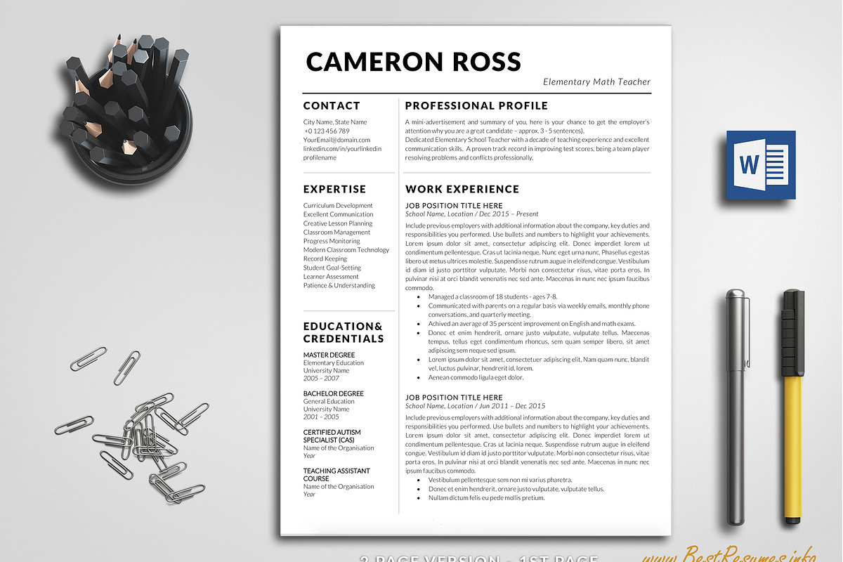 Teacher Resume Template for Word in Resume Templates - product preview 8
