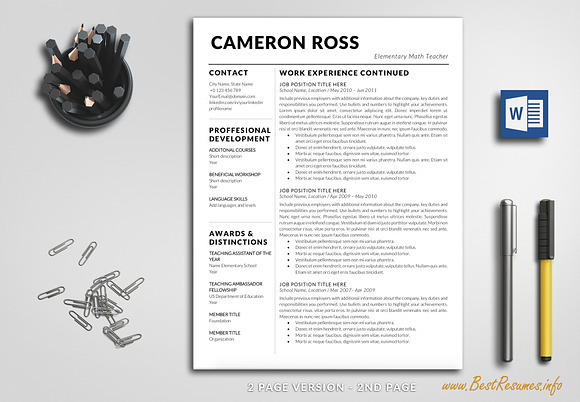 Teacher Resume Template for Word in Resume Templates - product preview 1