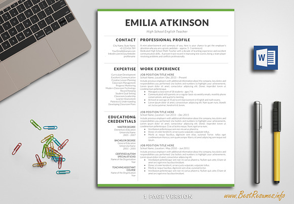 Professional Resume Word / CV Word in Resume Templates - product preview 2