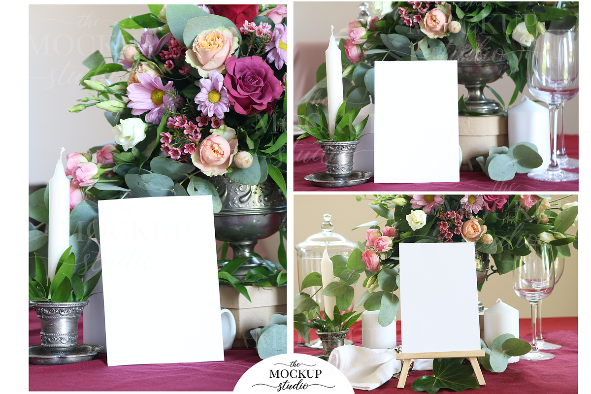 Burgundy Wedding Table Number Mockup in Mockup Templates - product preview 8