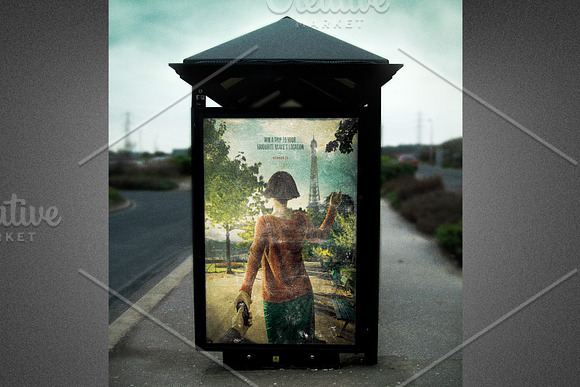 Old Bus Stop Sign Mockup Template in Print Mockups - product preview 1