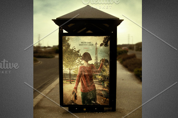 Old Bus Stop Sign Mockup Template in Print Mockups - product preview 2