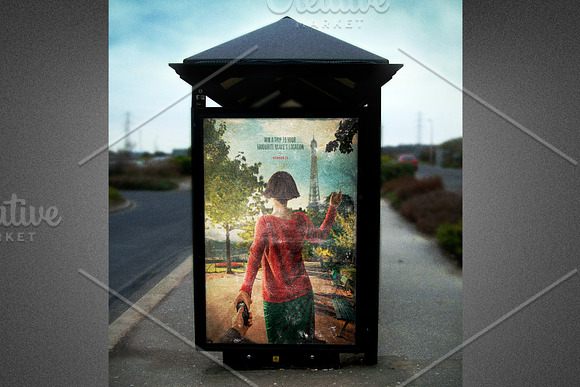 Old Bus Stop Sign Mockup Template in Print Mockups - product preview 3
