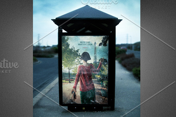 Old Bus Stop Sign Mockup Template in Print Mockups - product preview 4