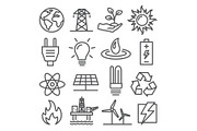 Energy line icons set on white