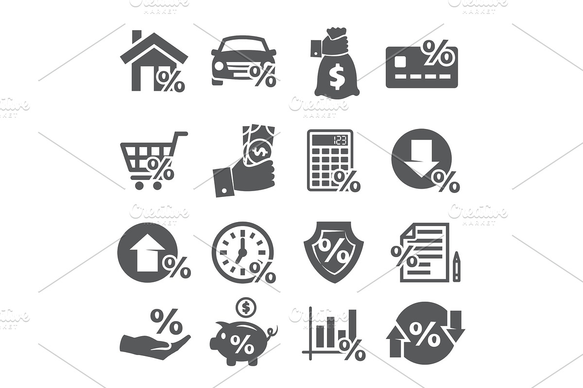 Loan and Credit icons on white in Illustrations - product preview 8