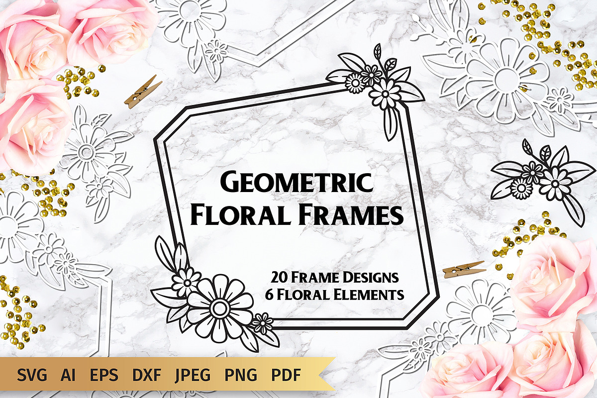 Geometric Floral Frames in Illustrations - product preview 8