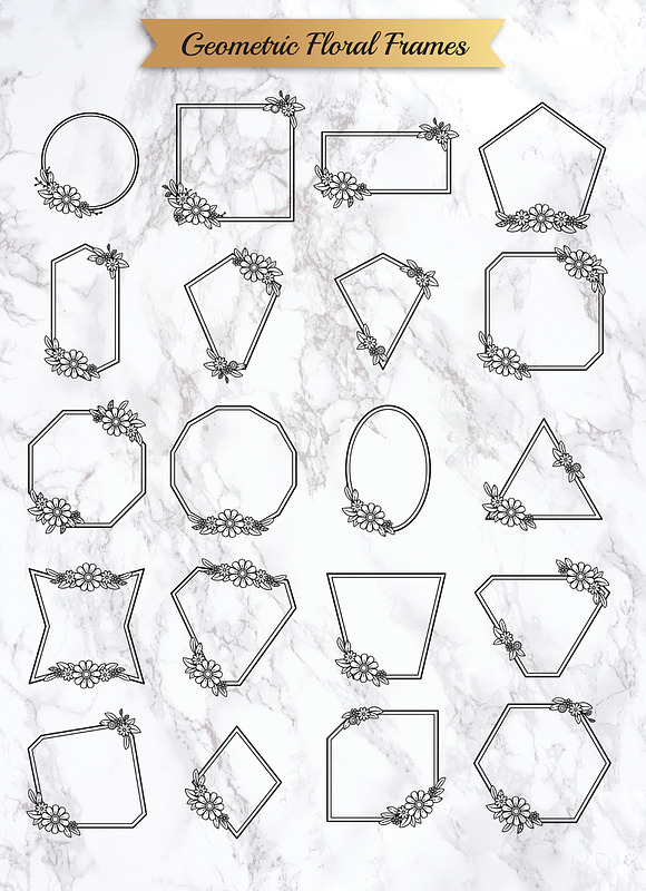 Geometric Floral Frames in Illustrations - product preview 4