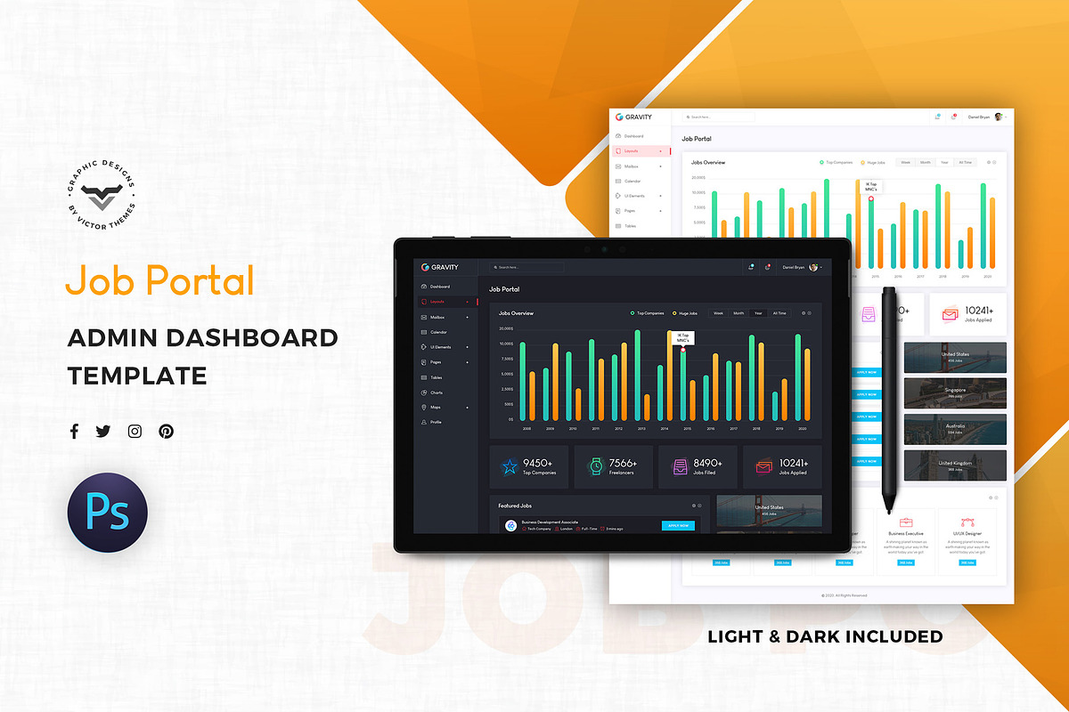 Job Portal Admin Dashboard UI Kit in UI Kits and Libraries - product preview 8