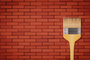Red brick wall and brush