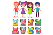 Pupils and Backpack Sticker, School