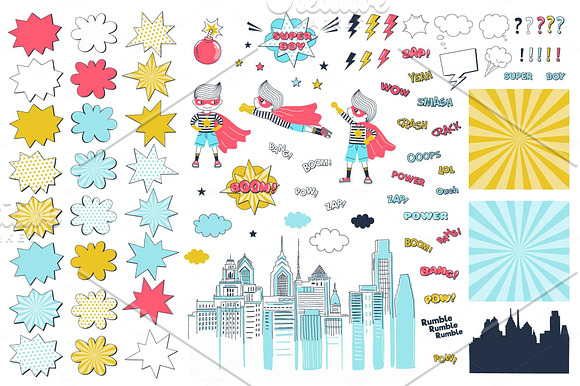 Super Hero Boy clip-art set in Illustrations - product preview 1