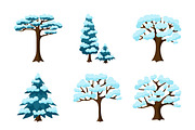 Set of winter stylized trees.