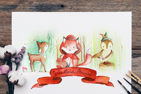 Woodland Animals Collectible Drawing