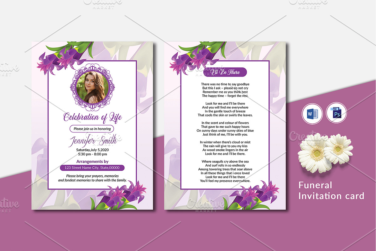 Funeral Invitation -Announcement V06 in Card Templates - product preview 8
