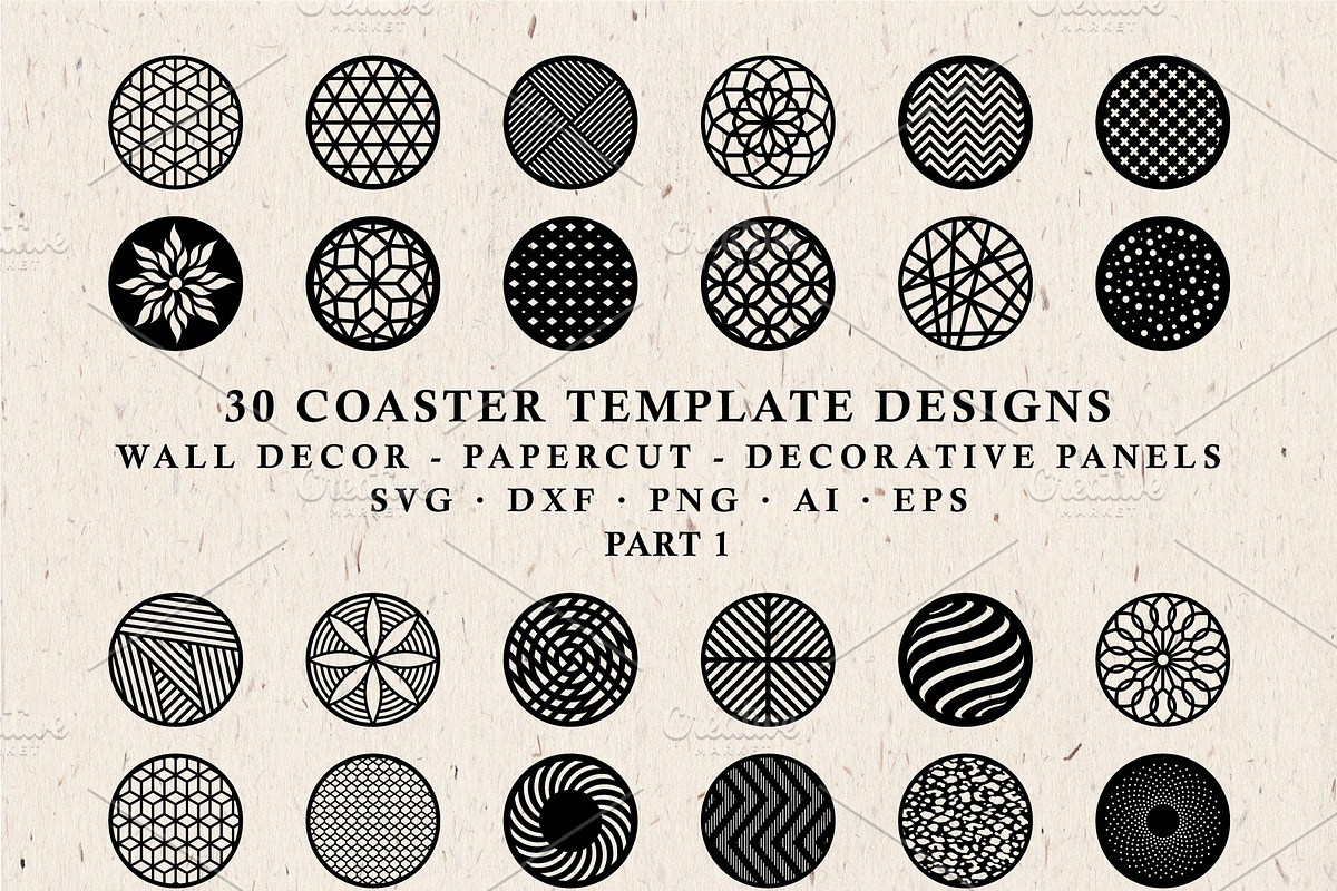 Coaster & Wall Decor Cut Files Pack in Illustrations - product preview 8