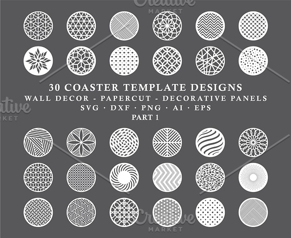 Coaster & Wall Decor Cut Files Pack in Illustrations - product preview 1