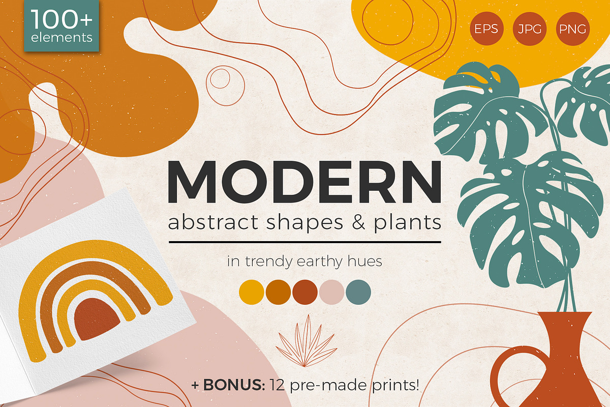 MODERN abstract shapes and plants in Illustrations - product preview 8