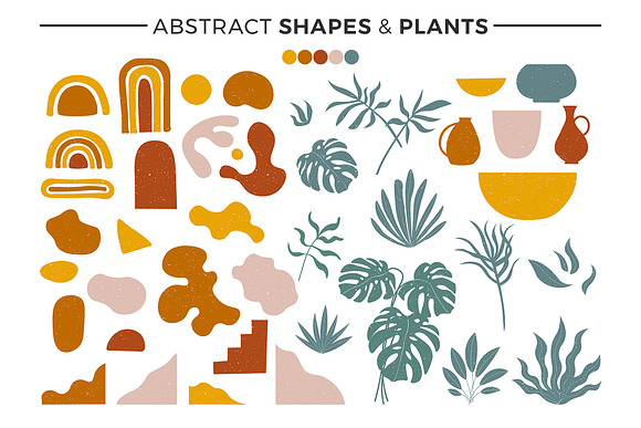 MODERN abstract shapes and plants in Illustrations - product preview 1