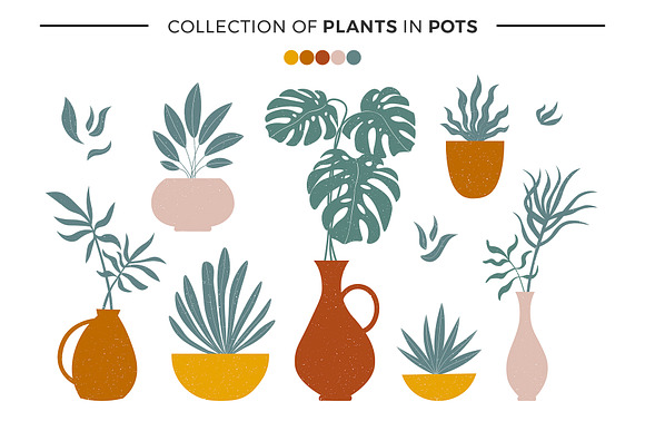MODERN abstract shapes and plants in Illustrations - product preview 2