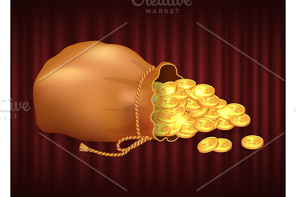 Gold and Wealth in Sack, Bag with