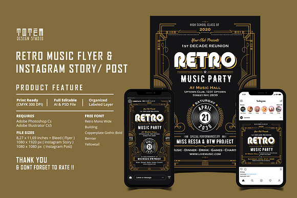 RETRO MUSIC FLYER in Invitation Templates - product preview 4