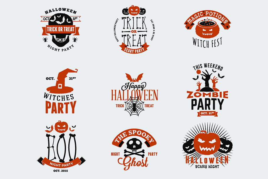 Set of Happy Halloween Badges in Logo Templates - product preview 8