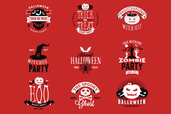 Set of Happy Halloween Badges in Logo Templates - product preview 1