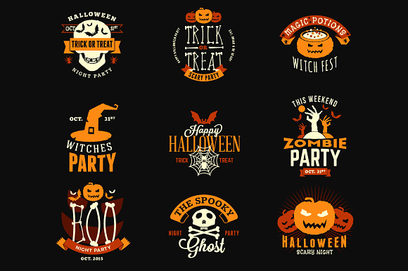 Set of Happy Halloween Badges in Logo Templates - product preview 2