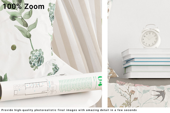Curtain & Pillows Set in Print Mockups - product preview 1