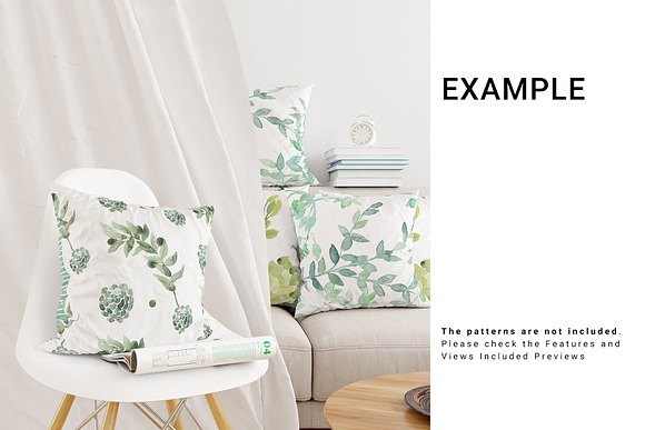 Curtain & Pillows Set in Print Mockups - product preview 5
