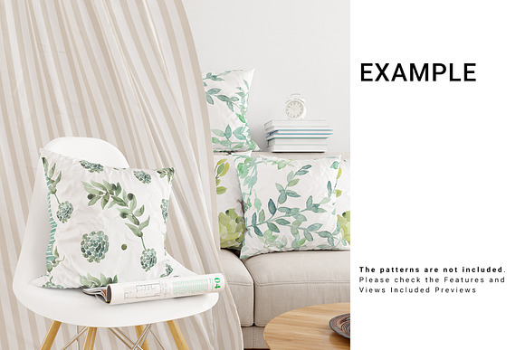 Curtain & Pillows Set in Print Mockups - product preview 6