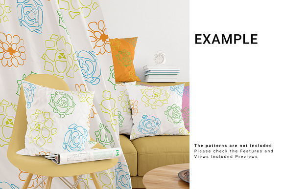 Curtain & Pillows Set in Print Mockups - product preview 8