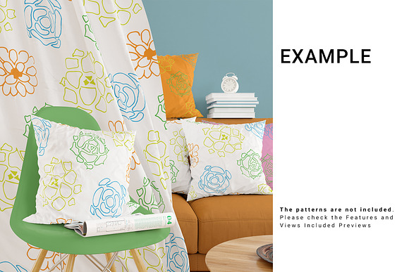 Curtain & Pillows Set in Print Mockups - product preview 9