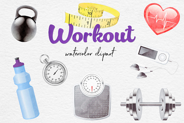 Watercolor Workout Clipart