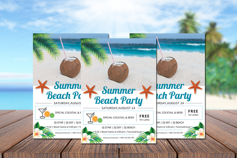 Summer Party Flyer in Invitation Templates - product preview 8
