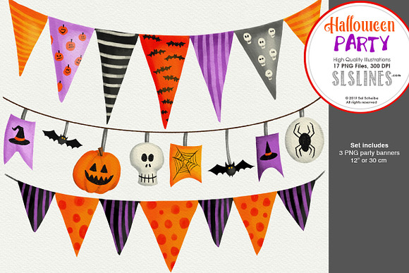 Halloween Party Ghosts, Pumpkins in Illustrations - product preview 2